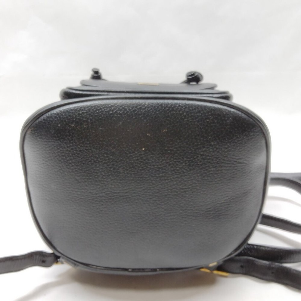 Auth Mcm Backpack Bag Black Leather #36590M11 - Picture 5 of 9